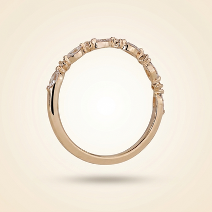Alternating Marquise and Round Half Eternity Diamond Band