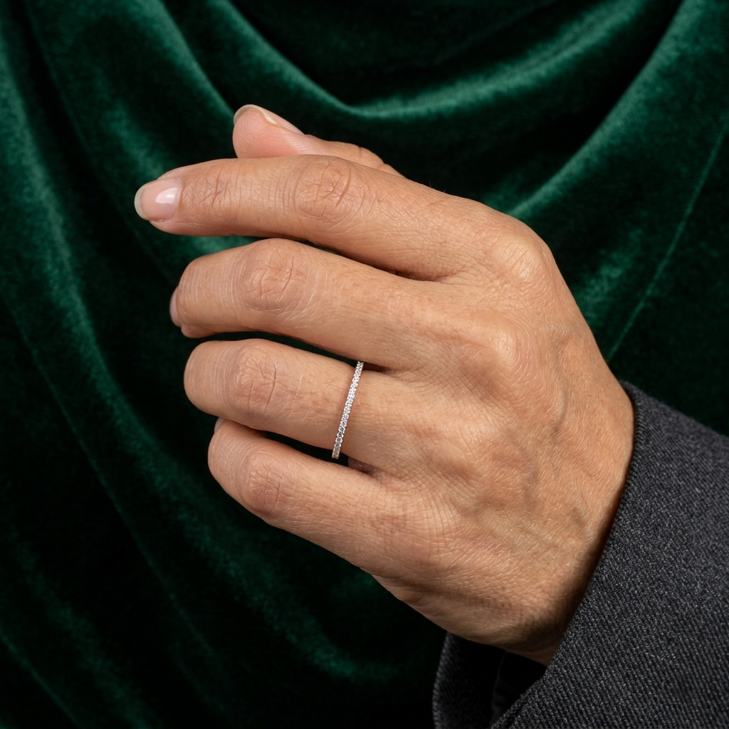 half-eternity micro-pavé round diamond wedding band