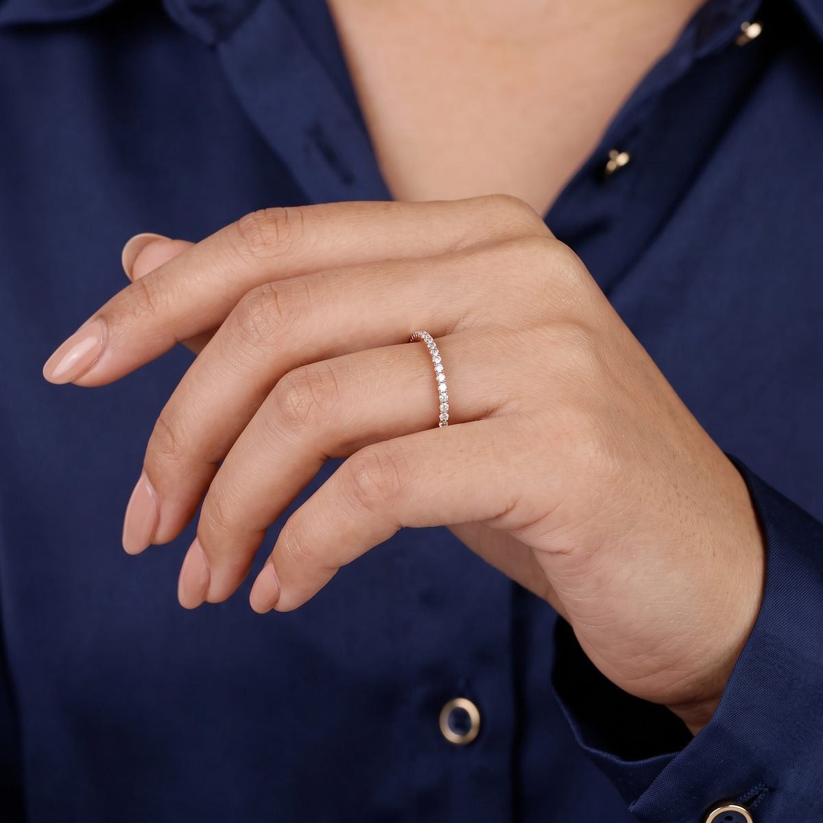 half-eternity micro-pavé round diamond wedding band
