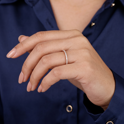 Half-Eternity Micro-Pavé Round Diamond Wedding Band