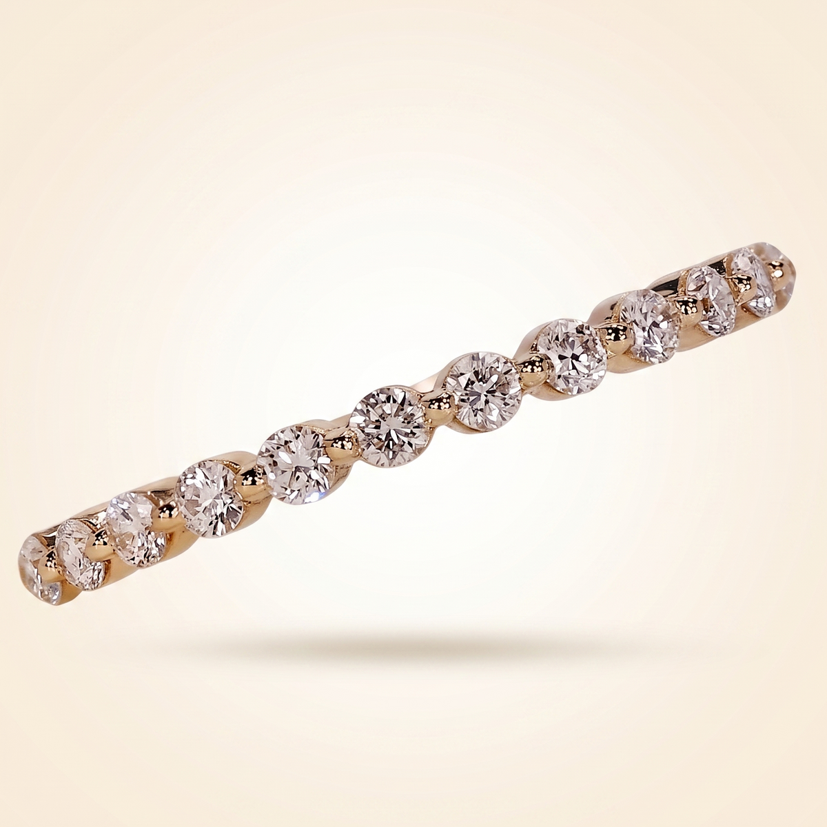 half-eternity shared-prong round diamond wedding band