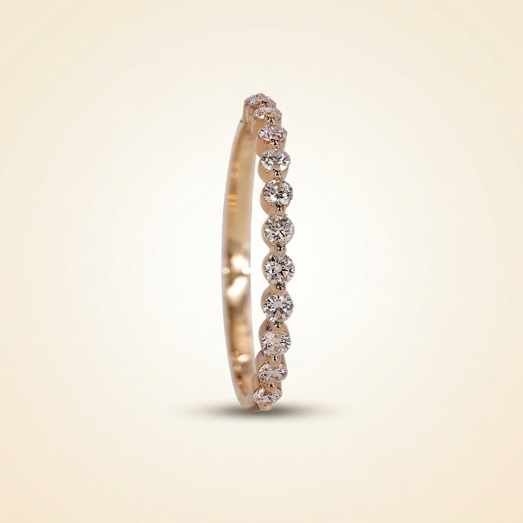half-eternity shared-prong round diamond wedding band