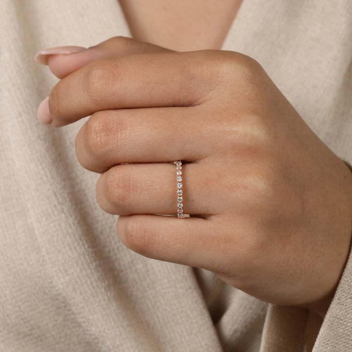 Half-Eternity Shared-Prong Round Diamond Wedding Band
