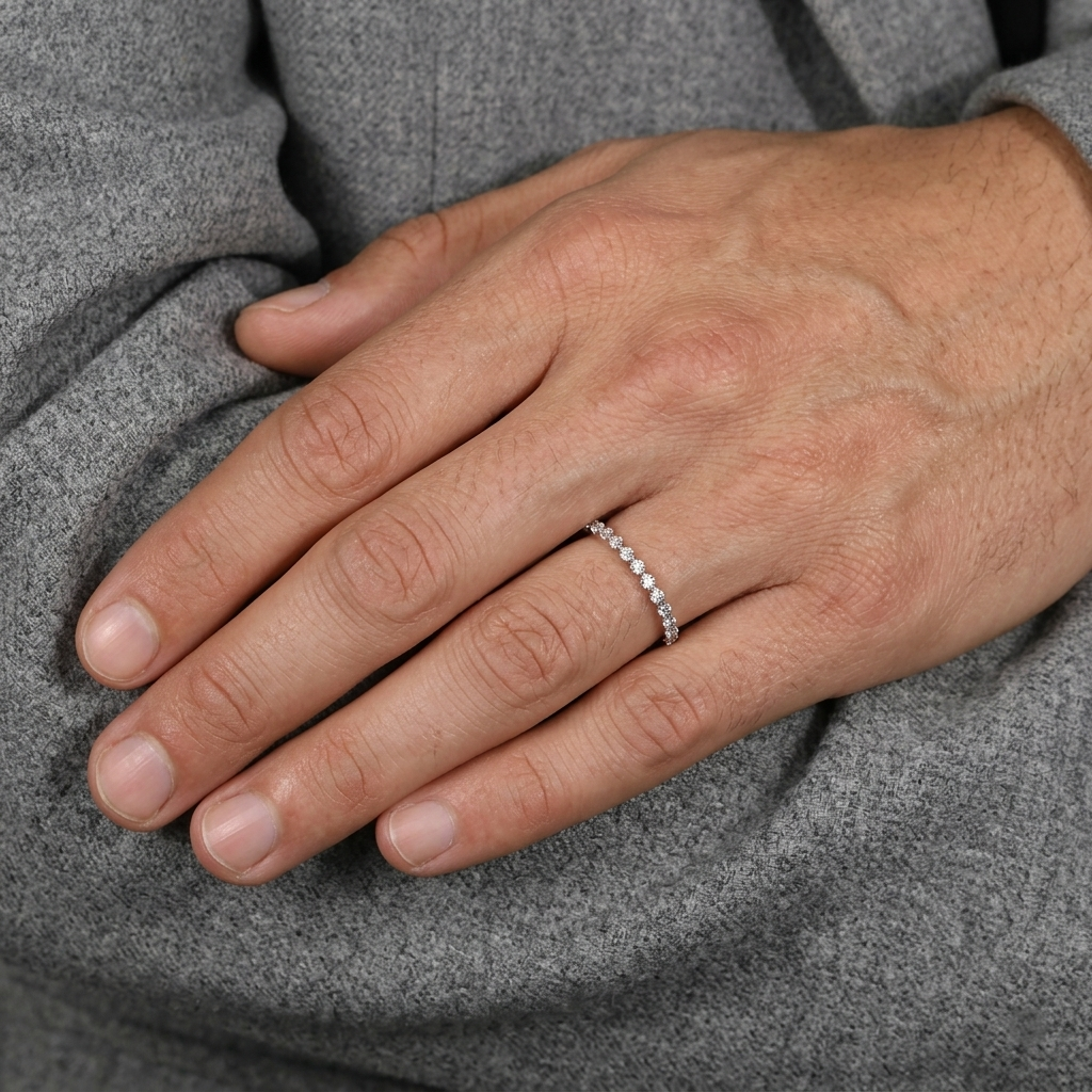 half-eternity shared-prong round diamond wedding band