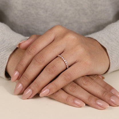 Half-Eternity Shared-Prong Round Diamond Wedding Band