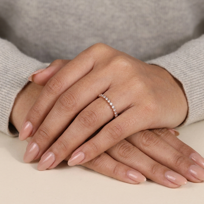 Half-Eternity Shared-Prong Round Diamond Wedding Band