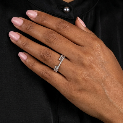 Emerald Cut Diamond Open Gap Ring Enhancer in Two-Tone Gold