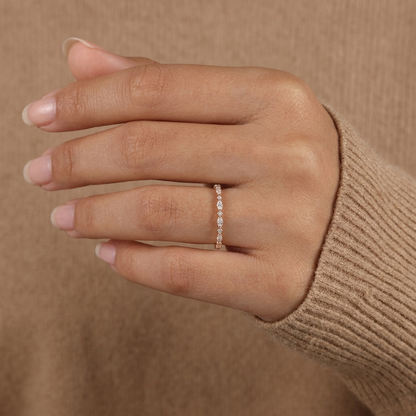 Alternating Marquise and Round Half Eternity Diamond Band