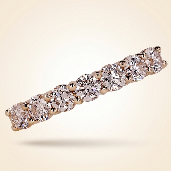 Seven-Stone Half-Eternity Shared-Prong Diamond Wedding Band