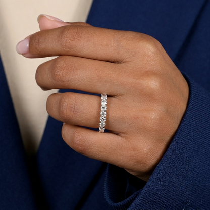 Seven-Stone Half-Eternity Shared-Prong Diamond Wedding Band