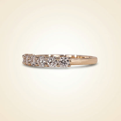 Seven-Stone Half-Eternity Shared-Prong Diamond Wedding Band