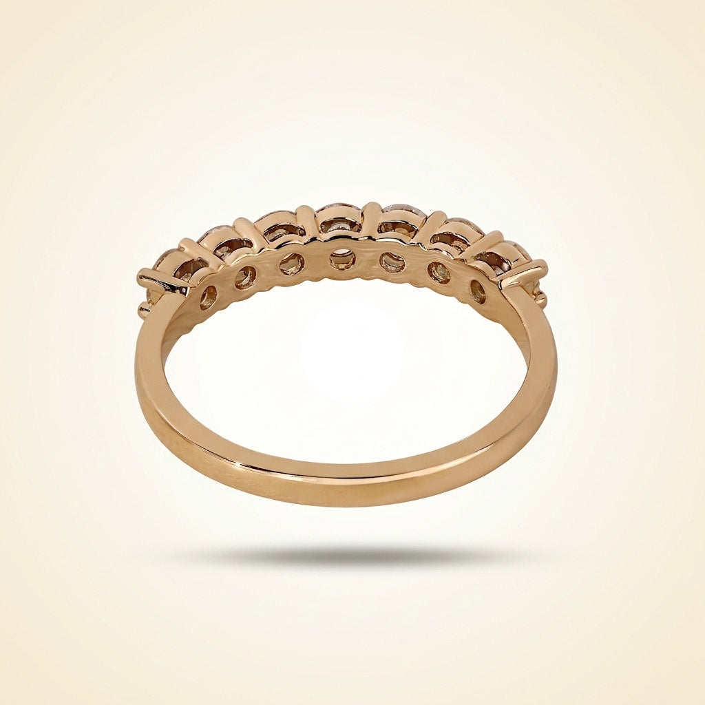 seven-stone half-eternity shared-prong diamond wedding band