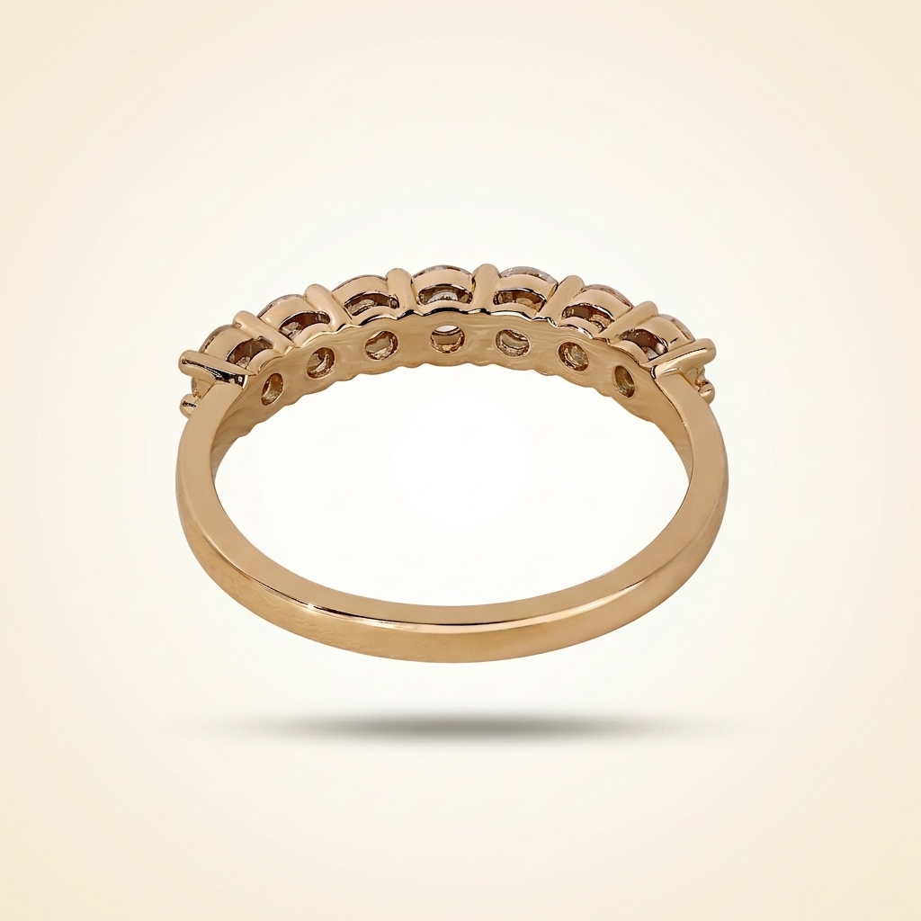 seven-stone half-eternity shared-prong diamond wedding band