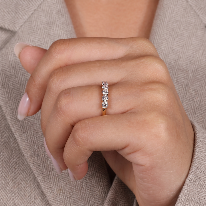 Seven-Stone Half-Eternity Shared-Prong Diamond Wedding Band