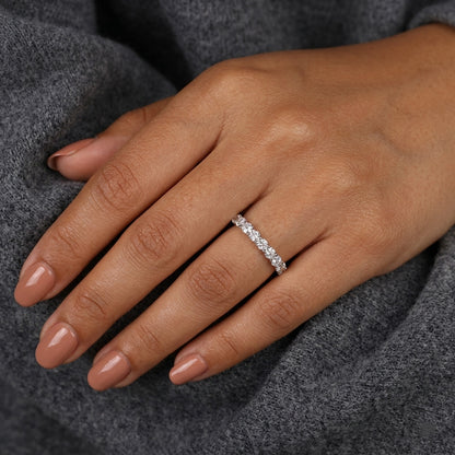 Seven-Stone Half-Eternity Shared-Prong Diamond Wedding Band