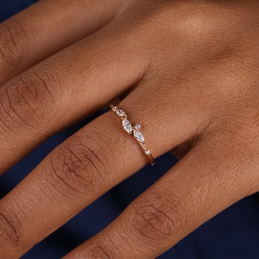 half eternity marquise and round wedding band