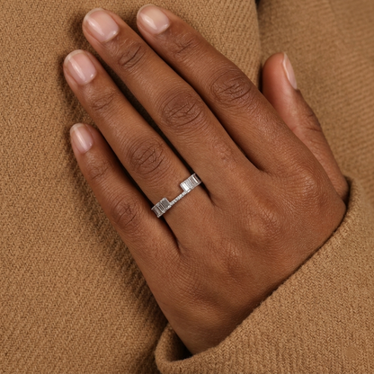 Emerald Cut Diamond Open Gap Ring Enhancer in Two-Tone Gold
