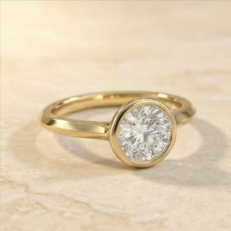 Round Bezel Lab Grown Diamond Solitaire Engagement Ring