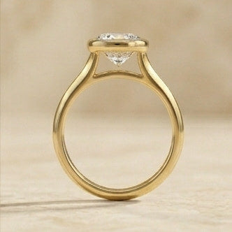 round bezel lab grown diamond solitaire engagement ring