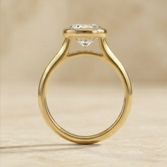 Round Bezel Lab Grown Diamond Solitaire Engagement Ring