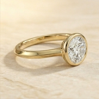 Round Bezel Lab Grown Diamond Solitaire Engagement Ring