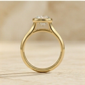 Round Bezel Lab Grown Diamond Solitaire Engagement Ring