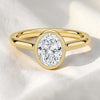 14K Gold 1 Carat Oval Cut Lab Grown Diamond Bezel Engagement Ring