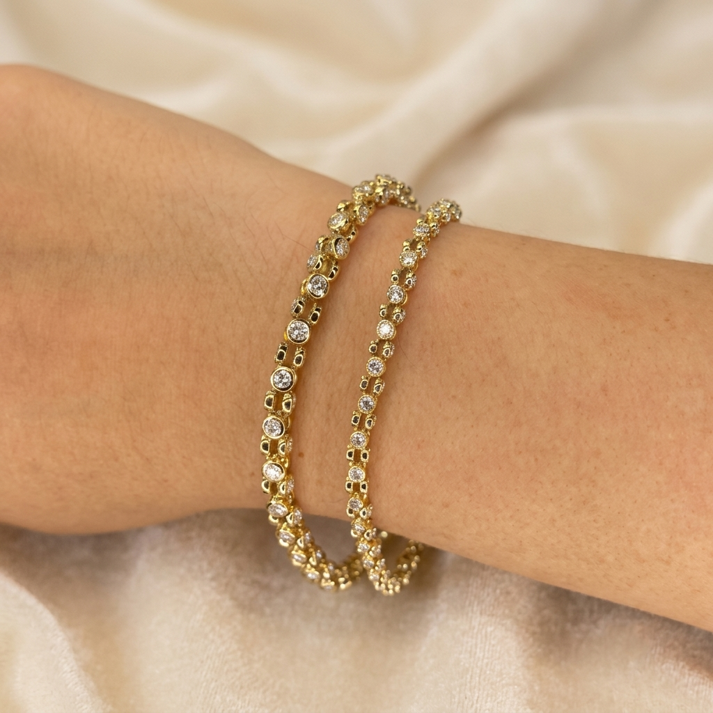 bezel-set orbit diamond tennis bracelet