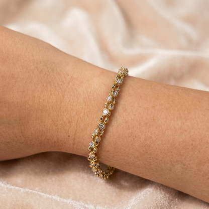 Bezel-Set Orbit Diamond Tennis Bracelet