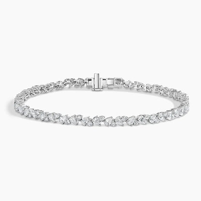 Alternating Pear Cut Diamond Vine Tennis Bracelet