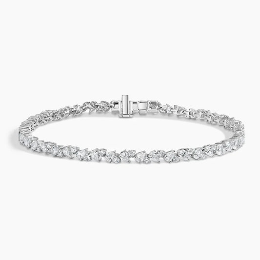 Alternating Pear Cut Diamond Vine Tennis Bracelet