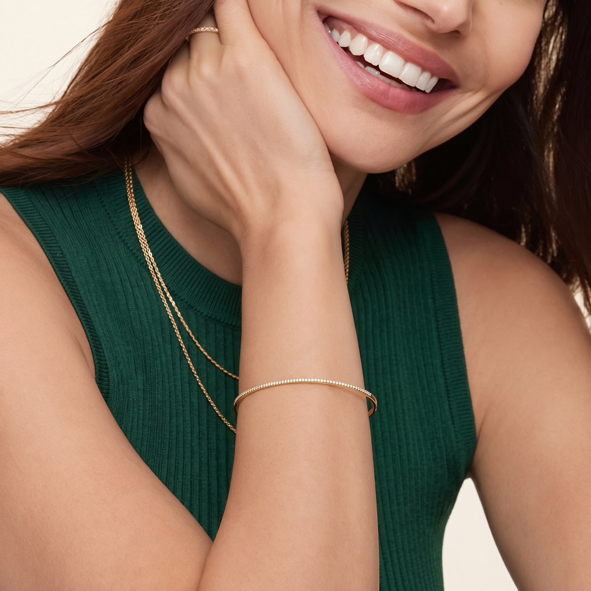 pavé diamond slim hinged bangle bracelet
