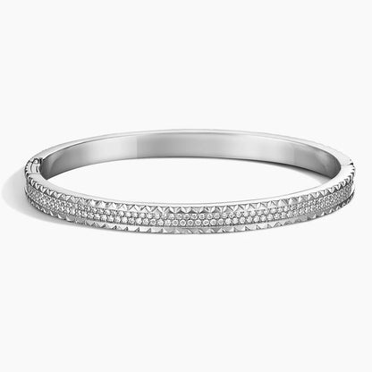 Pyramid Stud Pavé Diamond Hinged Bangle Bracelet