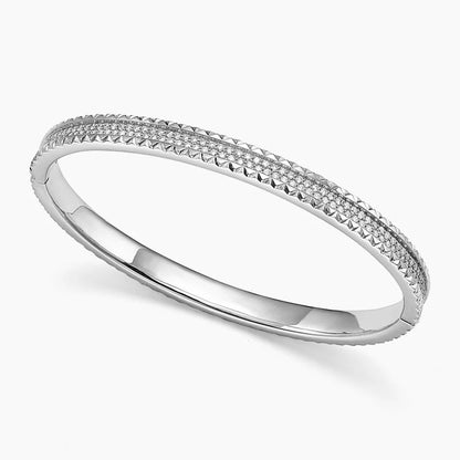 Pyramid Stud Pavé Diamond Hinged Bangle Bracelet