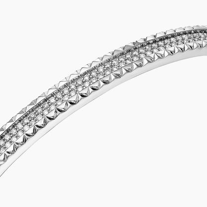 Pyramid Stud Pavé Diamond Hinged Bangle Bracelet