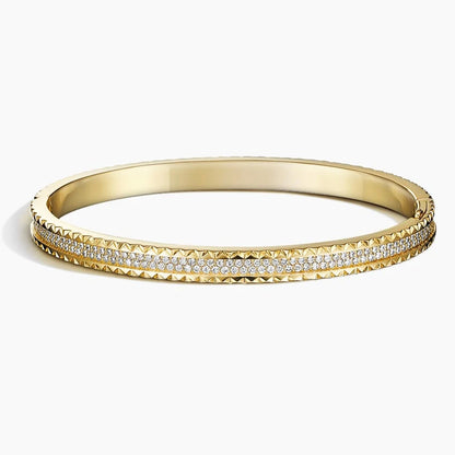 Pyramid Stud Pavé Diamond Hinged Bangle Bracelet