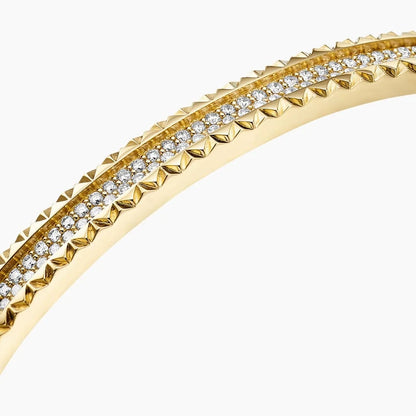 Pyramid Stud Pavé Diamond Hinged Bangle Bracelet