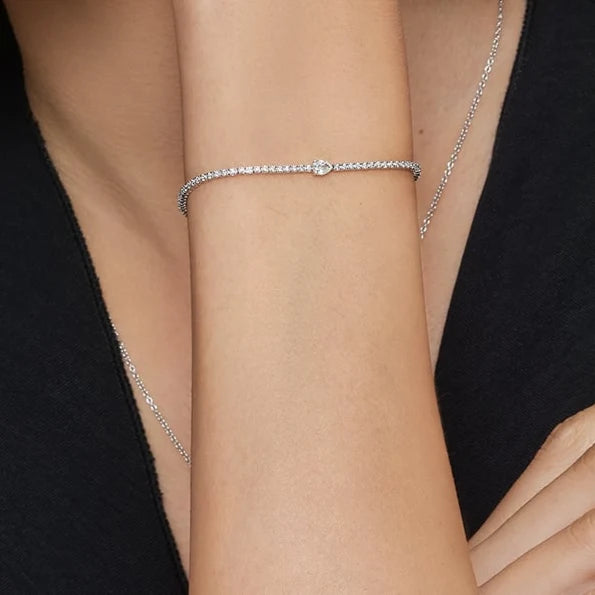 pear cut accent diamond tennis bracelet