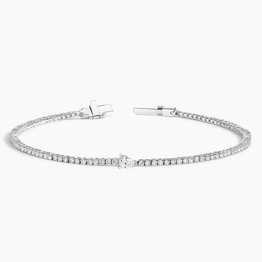 pear cut accent diamond tennis bracelet
