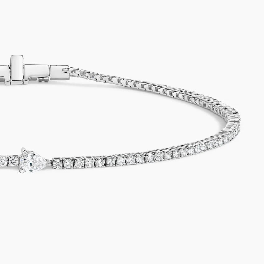 pear cut accent diamond tennis bracelet