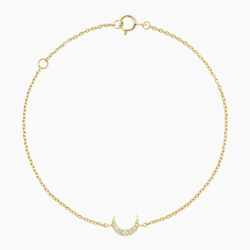 pavé diamond crescent moon chain bracelet