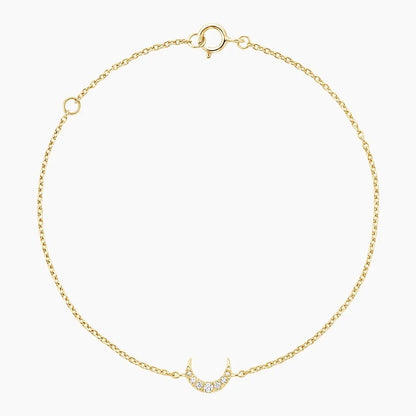 Pavé Diamond Crescent Moon Chain Bracelet