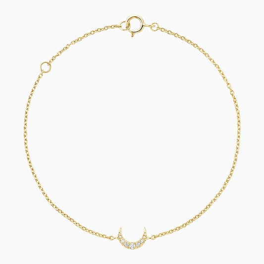 Pavé Diamond Crescent Moon Chain Bracelet