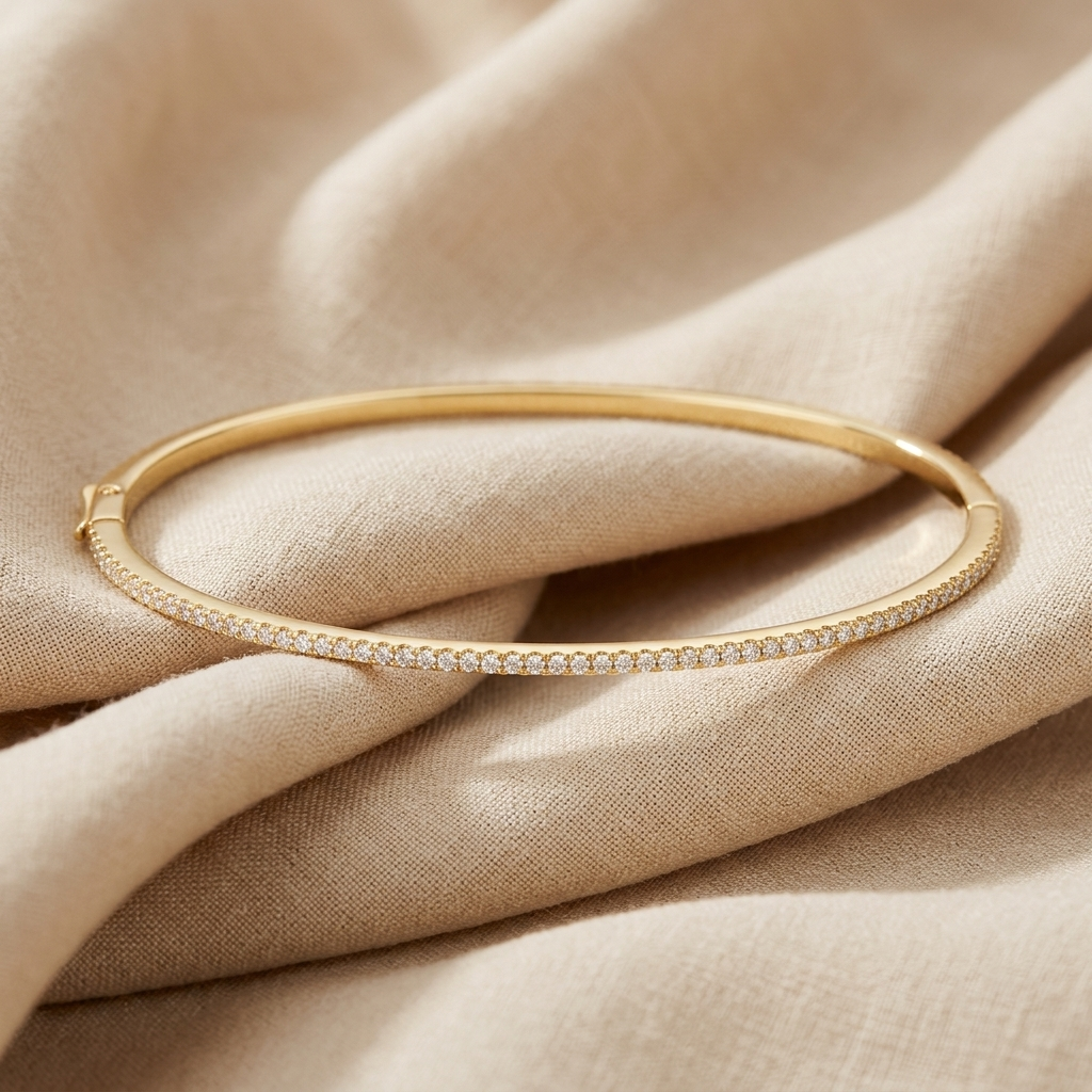 ultra-thin pavé diamond hinged bangle bracelet