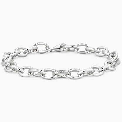 Pavé Diamond Oval Link Chain Bracelet