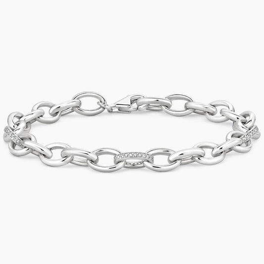 Pavé Diamond Oval Link Chain Bracelet
