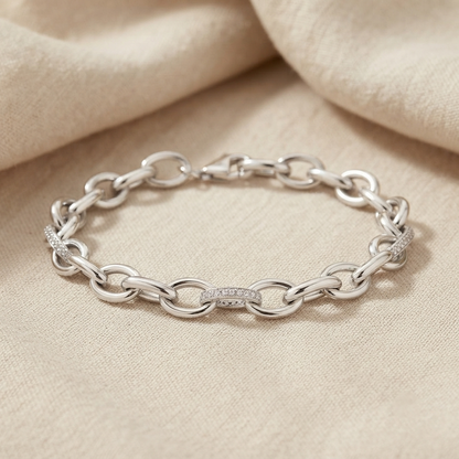 Pavé Diamond Oval Link Chain Bracelet