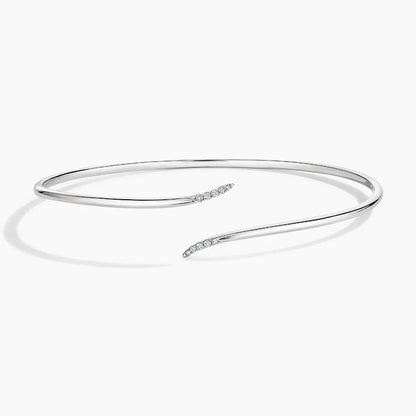Tapered Diamond Open Bypass Cuff Bangle