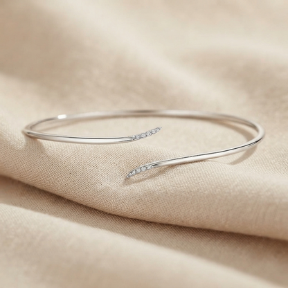 Tapered Diamond Open Bypass Cuff Bangle