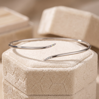 Tapered Diamond Open Bypass Cuff Bangle